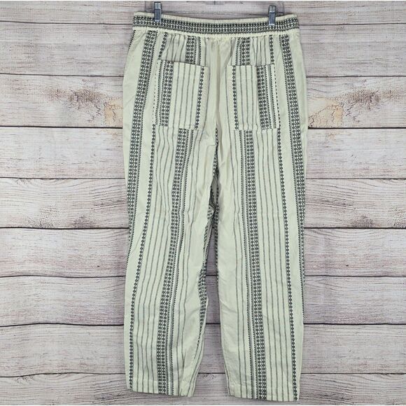 by Anthropologie Beach Trousers Textured Boho High Rise Ankle Pants Large - Picture 6 of 9